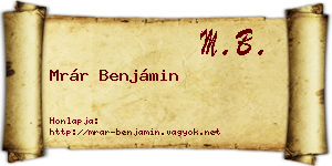 Mrár Benjámin névjegykártya